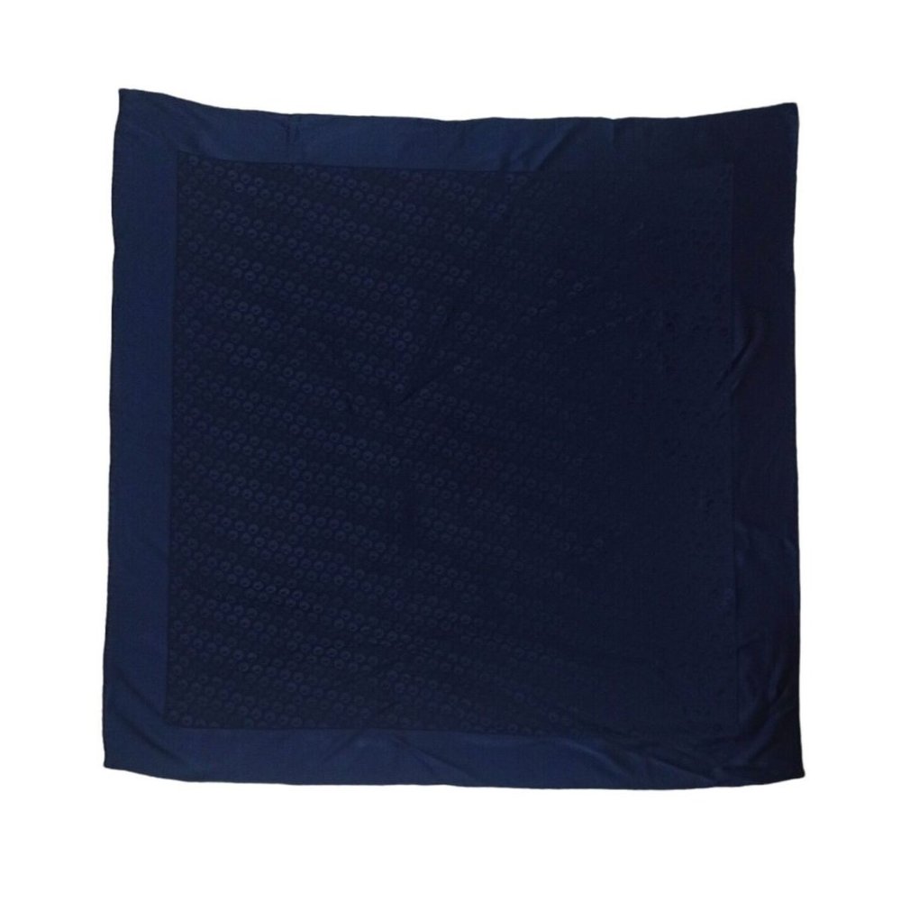 ZENITH Navy Monogrammed Logo Silk Scarf 35.5"/ 35” EC